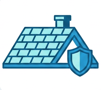 Icons depicting roof repair, roof installation, roof cleaning, and roof inspection services.